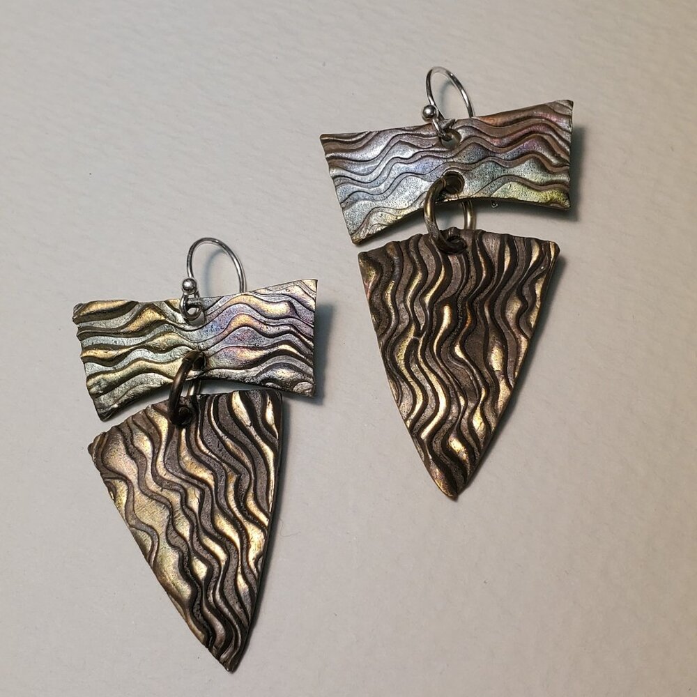 Handmade Bow-Tie Dangle Bronze Earrings